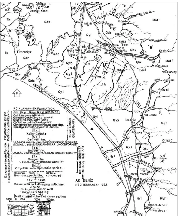 Figure 4: Map showing the plains of Dörtyol and Erzin (after Doyuran, 1982: fig. 4) 