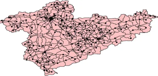 Figure 4.1  Administrative districts and highway network in the region 