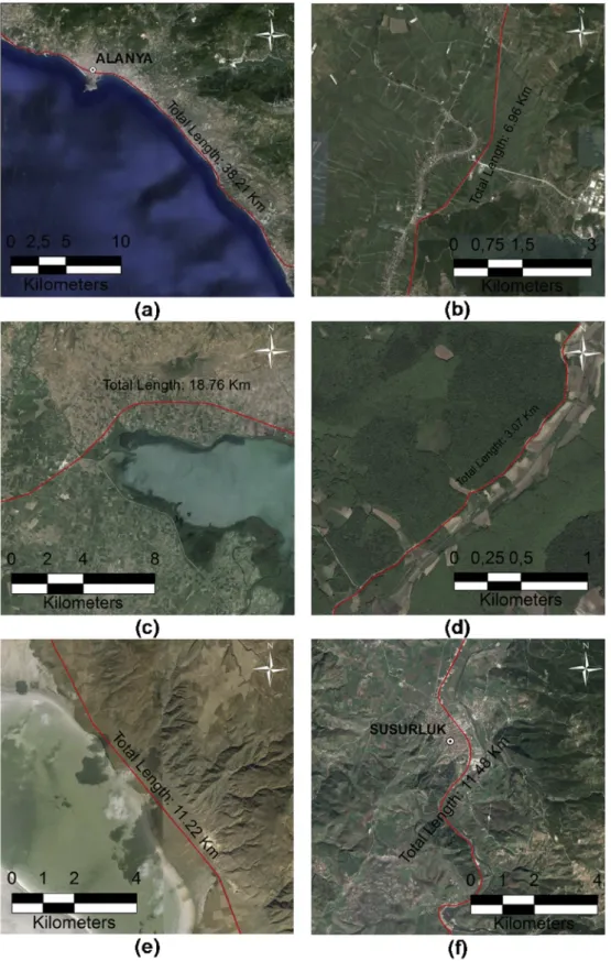 Fig. 3. Illustrations of environmental elements: (a) Mediterranean Shore, (b) Agricultural Area, (c) River Crossing, (d) Forest, (e) Salt Lake (Tuz G€olü), (f) Susurluk River.