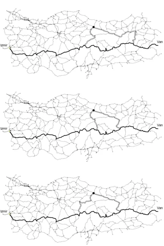 Figure 2.5: An Example to the Neighboring Paths Constructed in an Iteration of the Algorithm