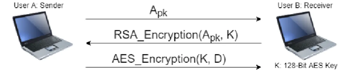 Figure 2.3 shows secure chunk transfer process used in BioPeer. First, the receiver generates 128-bit AES symmetric key for current chunk transfer