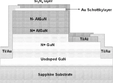 Fig. 1. Cross-sectional schematic of the completed AlGaN solar-blind Schottky photodiode.