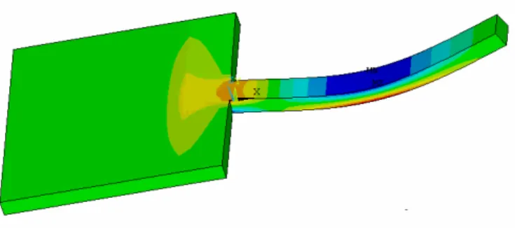 Figure 1.3: Elastic waves propagate through the substrate during the bending of the cantilever.