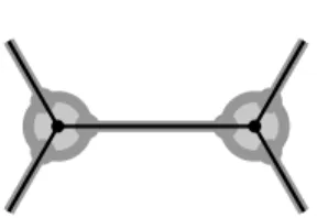 Figure 1. A 3-skeleton Sk (black), auxiliary graph Sk ◦ (bold grey), and space Sk • deformation equivalent to Sk (bold and light grey)