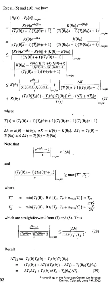Figure 8: System responses  of  CO  and  C2  at  0 =  00 +A0  =  0.7  ( T , P ) s +   l)(TZ(e)s+  1)  >  max(T;,T;) 