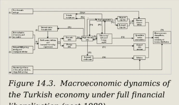 Figure 14.3.  Macroeconomic dynamics of  the Turkish economy under full financial  liberalization (post-1989)