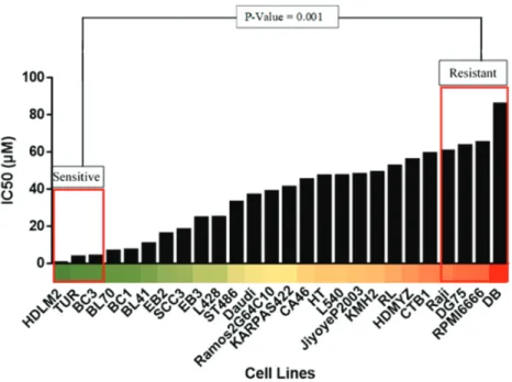 Figure 3. The sensitive and resistant groups show significant changes in ruxolitinib IC 50 