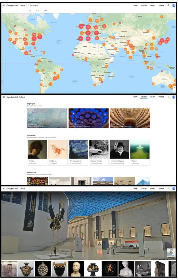 Figure	1:	Screenshots	from	the	Google	Art	Project’s	website,	accessed	from	 https://artsandculture.google.com 	