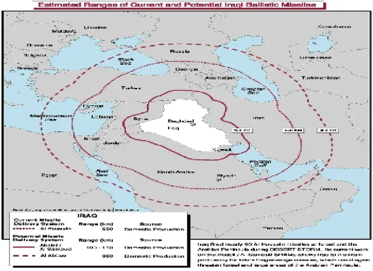 Figure 2. Estimated Ranges of Iraq’s Ballistic Missiles 34