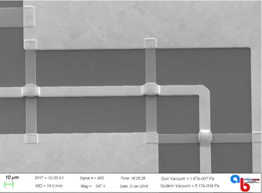 Figure 2.7: A scanning electron microscope image of the air-bridges.