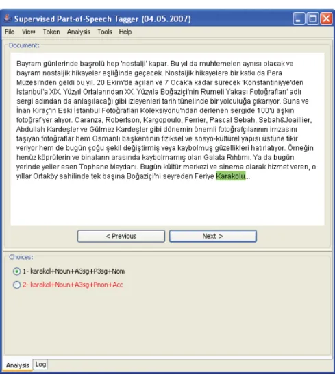 Figure 4.2: Morphological Annotation Tool Operating on a Newspaper Article (Accessible at http://www.radikal.com.tr/haber.php?haberno=202413).