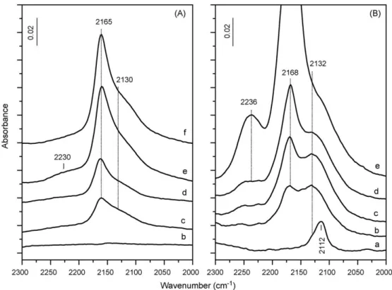 Fig. 5. FT-IR spectra collected during exposure of the AuCeAl20 sample to a (10 mbar