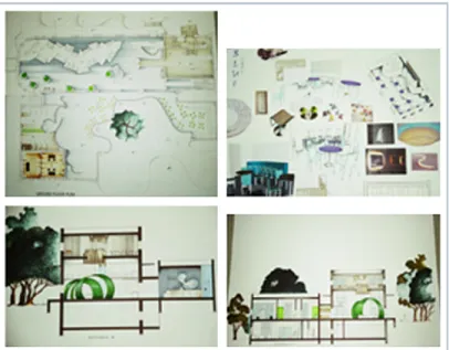 Figure 1 Selected drawings from the ﬁnal jury  presenta-tion of a 4 th year interior design studio project