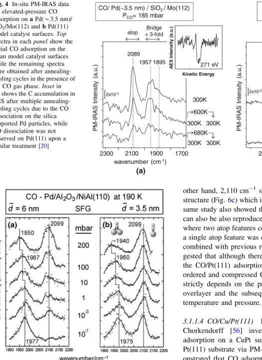 Fig. 4 In-situ PM-IRAS data for elevated-pressure CO adsorption on a Pd(*3.5 nm)/