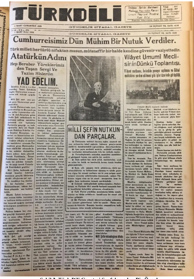 Şekil 2. Türk Dili Gazetesi Sayfalarından Bir Örnek  