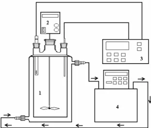 Fig. 12:  Experimental set up ( 1. Reactor, 2. Mech- Mech-anic stirrer, 3. pH-Temperature meter, 4