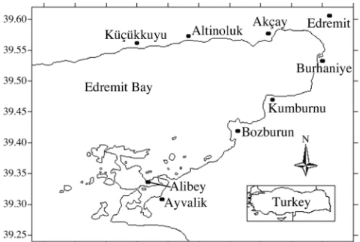 Figure 1. - Sampling area in Edremit Bay, in the Northern Aegean  Sea off Turkey.