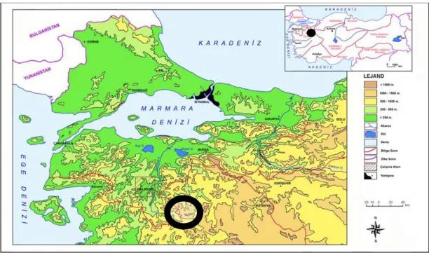 ġekil 4.1: Ak dağ yöresi konum haritası 