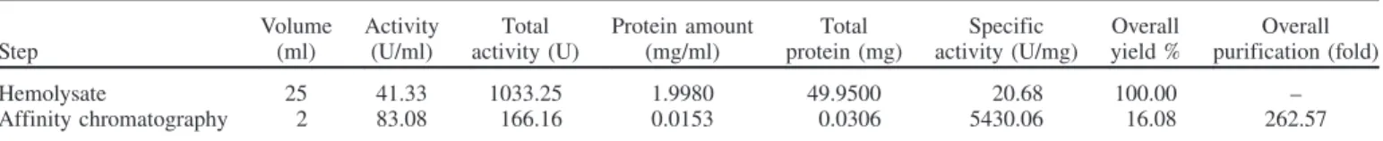 Table 1. Summary of the purification of human carbonic anhydrase I and II.