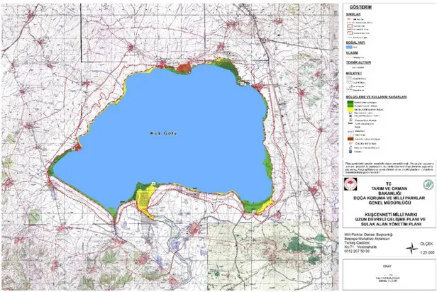 Şekil 3.7: Kuşcenneti milli parkı uzun devreli gelişme planı ve sulak alan yönetim planı  (Udgp, 2019)