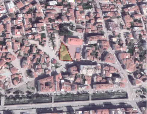 Şekil 4.1: Kayabey Mahallesi Kaya Bey Camisini gösteren hava fotoğrafı (Google Earth 09.02.2019).