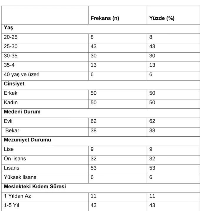 Tablo 2. Demografik Özellikler 