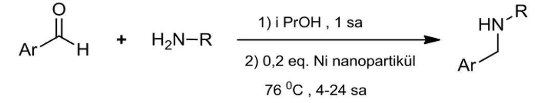 ġekil  1.21:  Nikel  nanopartiküllerin  indirgeme  reaktifi  olarak  kullanıldığı  amine  indirgeme  reaksiyonu