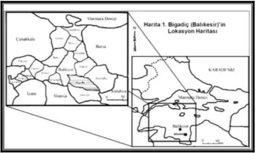 Şekil 1: Bigadiç Şehri’nin Lokasyon Haritası. 