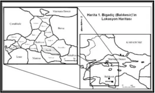 Şekil 1: Bigadiç Şehri’nin Lokasyon Haritası. 