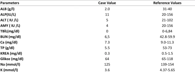 Table 1. Levels of biochemical parameters of the dog. 