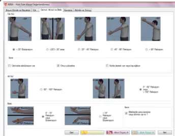 Şekil 3. REBA analizinde boyun, gövde ve bacakların  değerlendirilmesi (Evaluation of neck, trunk and legs in 