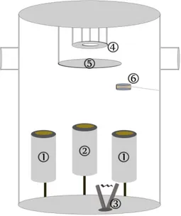 Şekil 3.2:  DC magnetron püskürtme sisteminin film üretim alanı olan vakum hacmi şeması