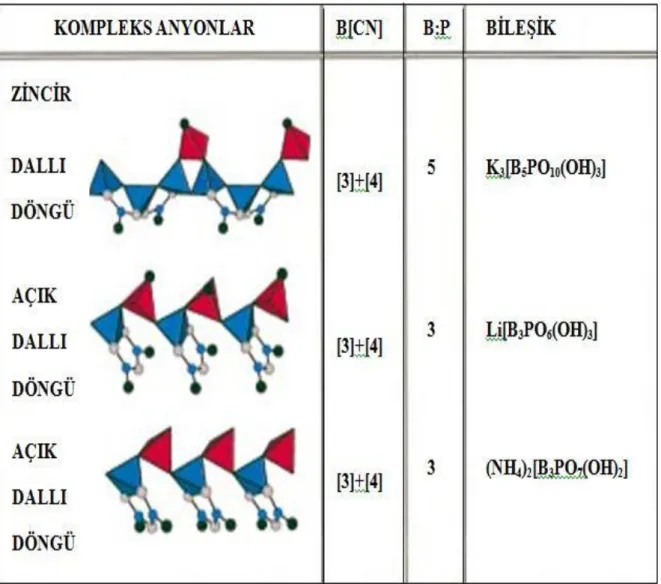 Tablo 3.2: B:P&gt;1 oranında hidratlanmış borofosfatlar.  