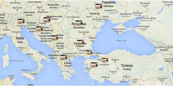 ġekil 1.3: Boz ırk sığırın Türkiye ve Balkan ülkelerindeki yayılım alanı alanı 