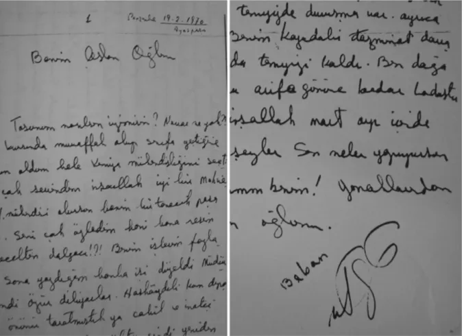 Figure 3. Handwritten letter and signature by NÖ written to his son in 1970. Handwriting and signatures show no  indication of changes due to Alzheimer’s disease (AD).