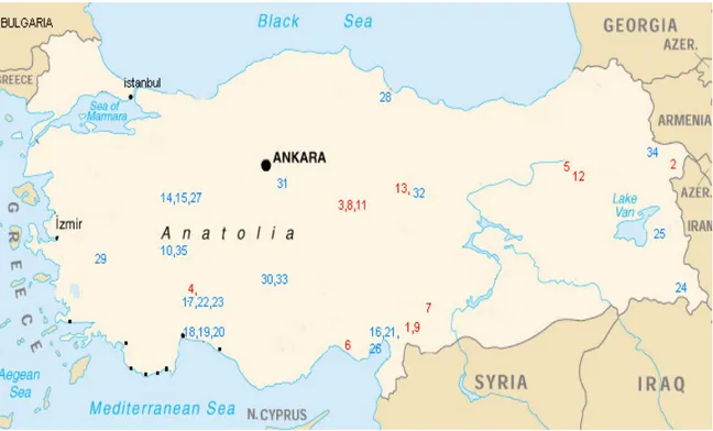 Figure 1. Locality  of reported species 