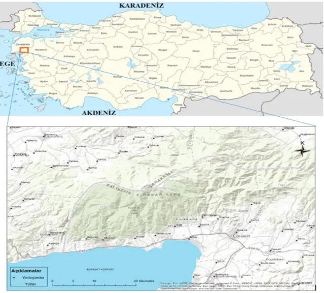 Şekil 1.1: Çalışma alanı yer bulduru haritası. 