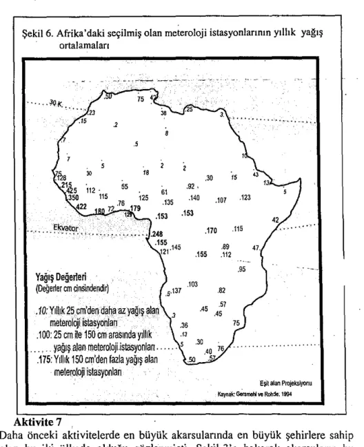 Şekil 6. Afrika'daki seçilmiş olan meteroloji istasyonlarının yıllık yağış ortalamaları LO ..