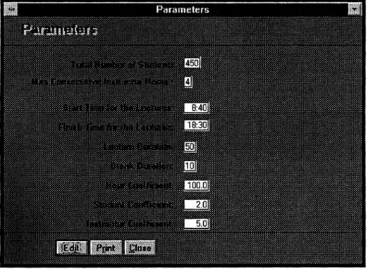 Figure  7;  The Parameters screen