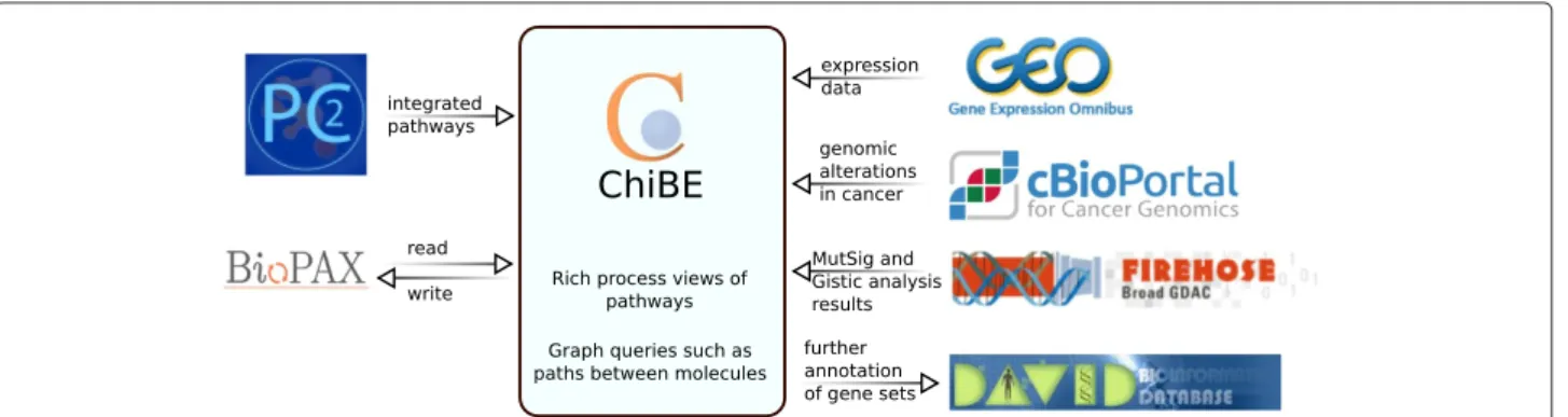 Figure 1 ChiBE data flow. Diagram showing the data flow between ChiBE and related resources.