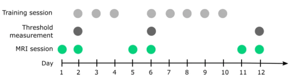 Figure 2.1: Experimental timeline. Behavioral training consisted of eight ses- ses-sions
