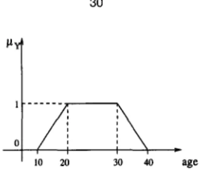Fig. 1.  Membership  function  of the fuzzy set  young. 