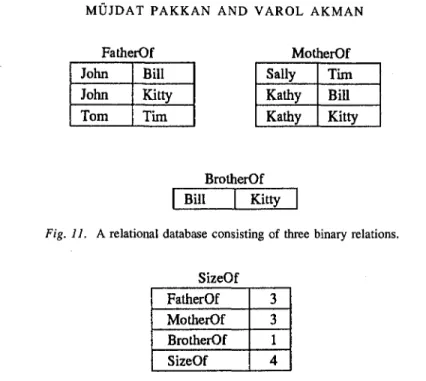 Fig.  12.  The SizeOf relation defined for the database in Figure 11. 