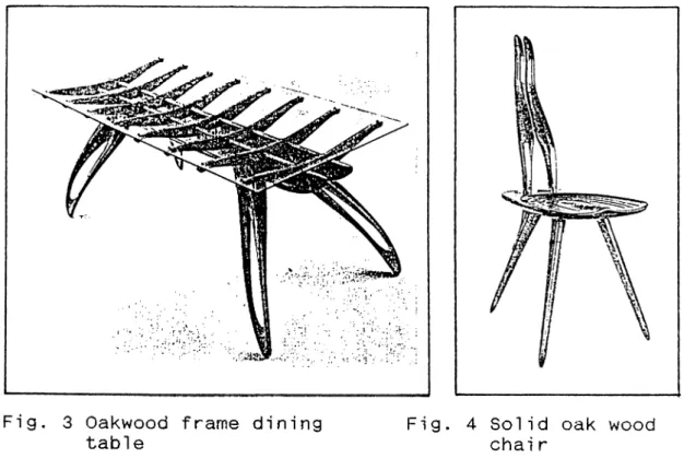 Figure  3  and  4  are  two  examples  of  Mol l i n o ’s  work;  an  oak  wood  frame  dinning  table  and  a  solid  oak  wood  chair.