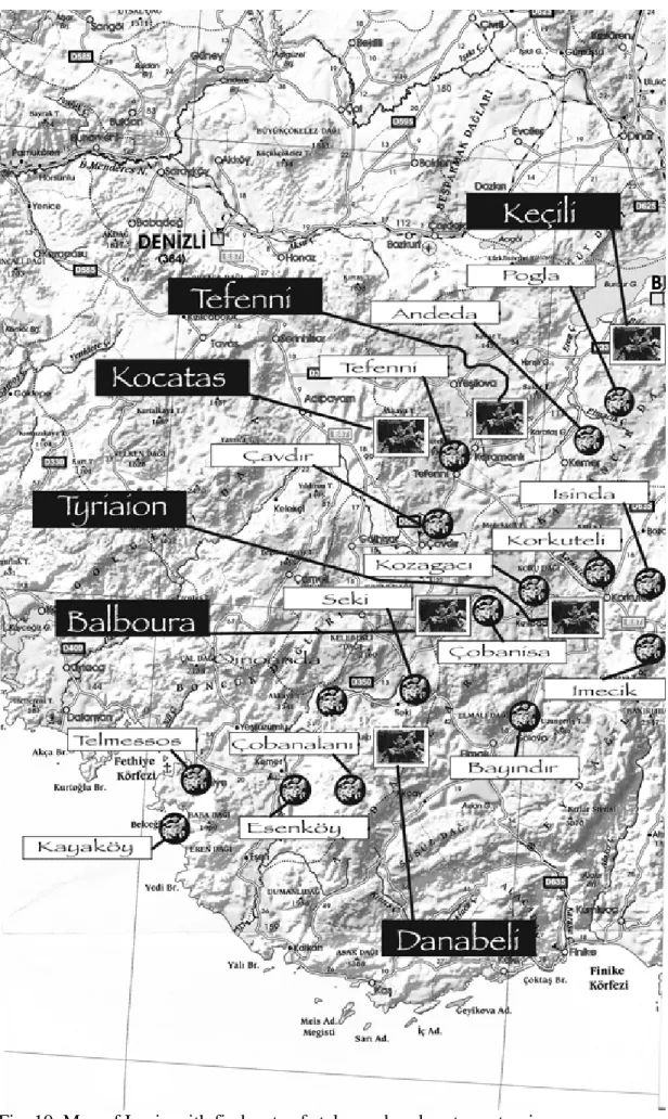 Fig. 10. Map of Lycia with findspots of stelae and rock-cut sanctuaries 