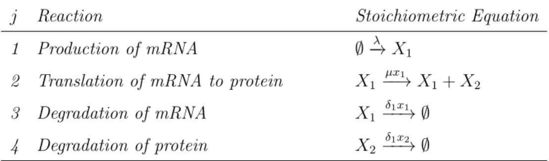 Table 3.1: Gene expression model