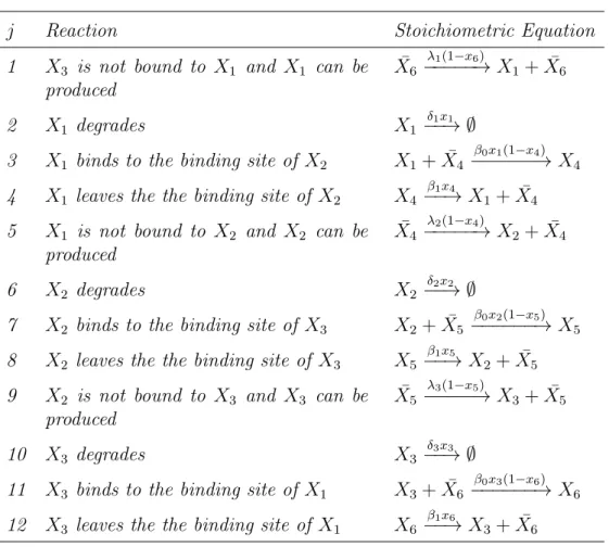 Table 3.7: Repressilator model