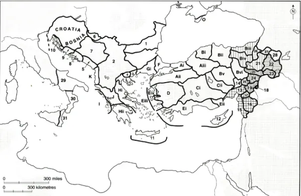 Fig. 3. The themata c. 1050 (Haldon 1999: Map VIII). 