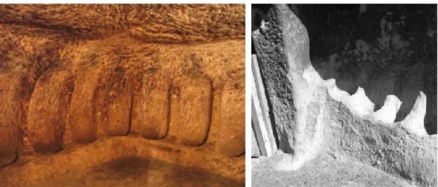 Fig. 9. Stable in Kaymaklı Underground City (Photo by  Ertan Turgut). Mangers for sheep and goats.