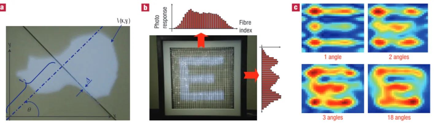 Figure 3 Reconstructing an arbitrary optical intensity distribution with a planar ﬁbre web